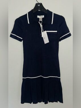 NEW! NWT CAROLINE CONSTAS Knit Stretch Mini Dress Dark Navy Size XS
